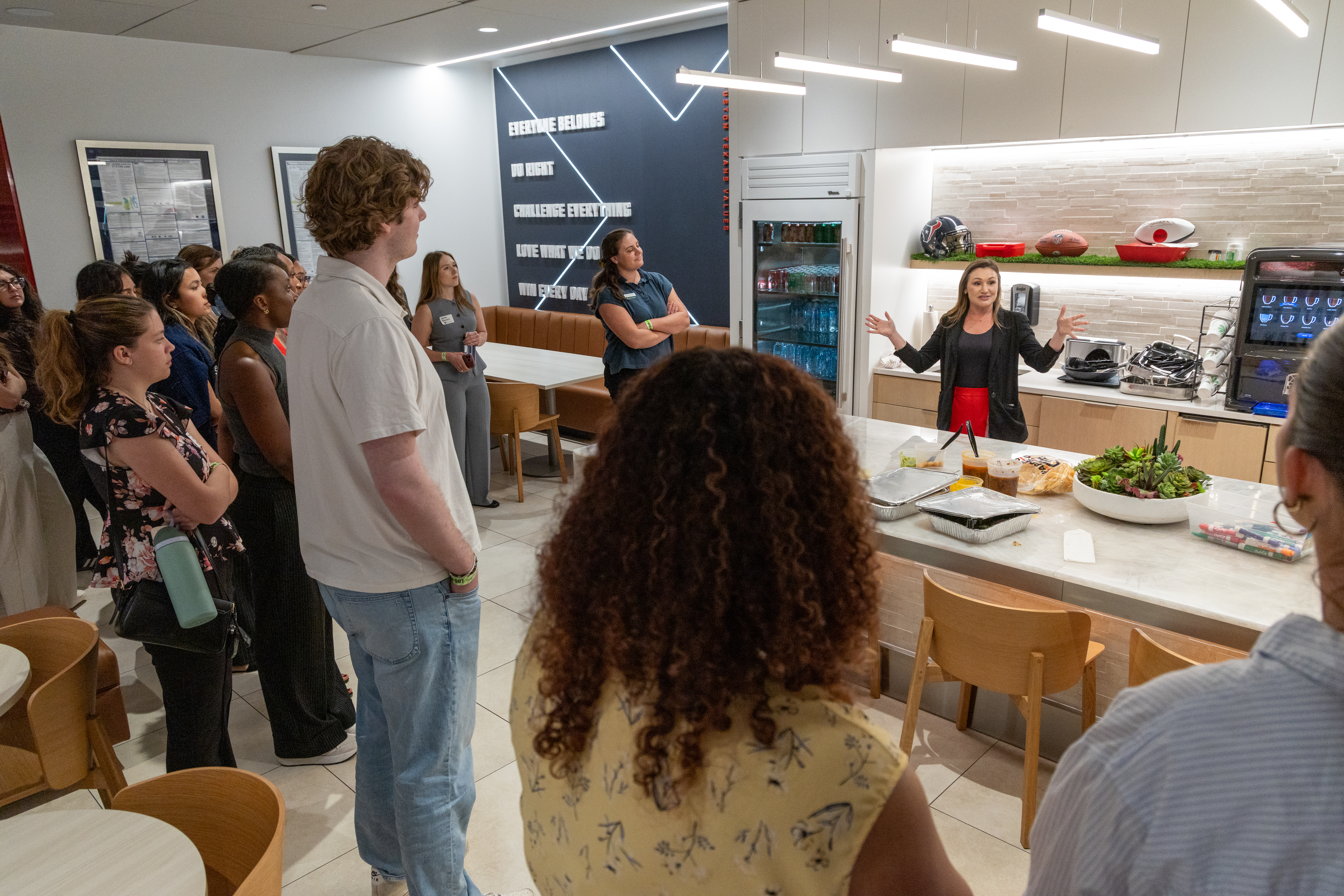 Group tour of the Houston Texans business office. 